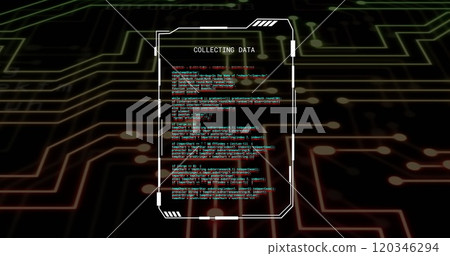 Image of digital data processing over computer circuit board Image of digital data processing over computer circuit board 120346294