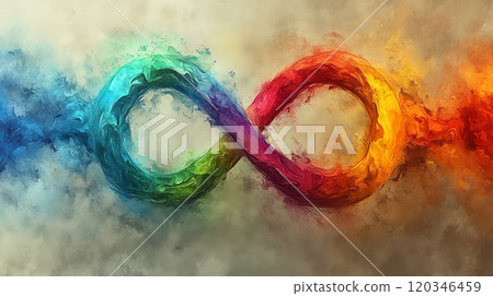 Abstract watercolor strokes in vibrant rainbow hues on a white background. A celebration of diversity, individuality, and inclusivity of the LGBTQ community. 120346459
