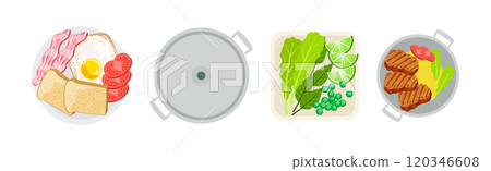 Tasty Food and Meal Different Served Vector Set 120346608