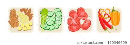 Tasty Food and Meal Different Served Vector Set 120346609