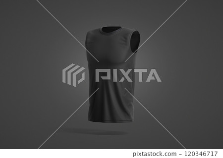 Blank black sleeveless shirt mockup, dark background Blank black sleeveless shirt mockup, dark background 120346717