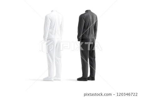 Blank black white sport team uniform mockup, back side view 120346722