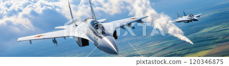 Fighter jet. Two planes fighting in the air 120346875