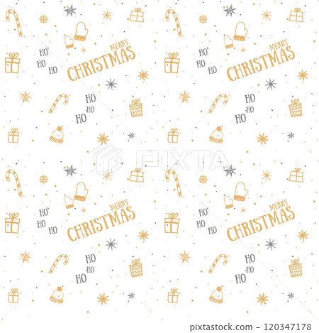 New Year.Cute and beautiful christmas trees seamless pattern, hand drawn doodle sketch and decorated trees - great for textiles, banners, wallpapers, cards - vector surface design. Green background. 120347178