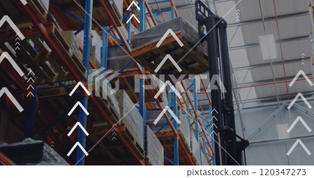 Image of eco icons data processing over warehouse Image of eco icons data processing over warehouse 120347273