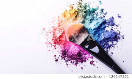 Vibrant eyeshadow palette with brush for creative makeup designs 120347361