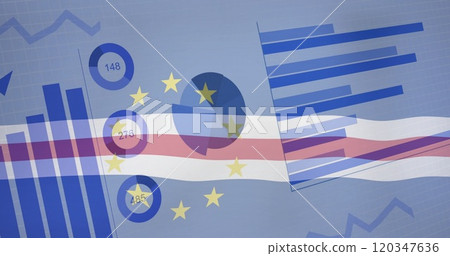 Charts and graphs image over Cabo Verde flag Charts and graphs image over Cabo Verde flag 120347636