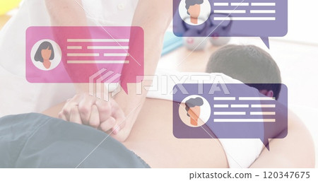 Chat message image over person in white clothing 120347675