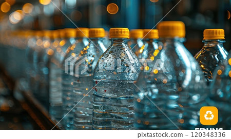Plastic bottles for recycling . Waste disposal. Environmental pollution. A bunch of empty crumpled bottles 120348336