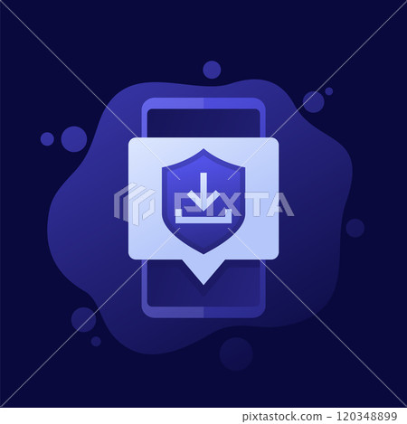Secure download icon with a phone, vector design Secure download icon with a phone, vector design 120348899