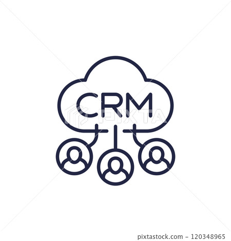 CRM icon with customers, line vector CRM icon with customers, line vector 120348965