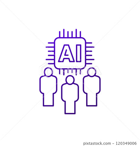 Artificial Intelligence and humans line icon 120349006