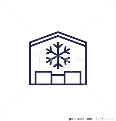 cold storage icon with a warehouse, line vector 120349028