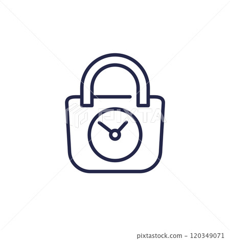 shopping time line icon with a clock and bag 120349071