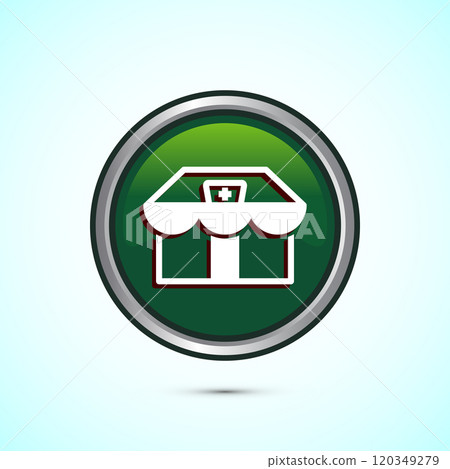 Pharmacy icon design illustration. Drugstore icon, medical store,  Button design 120349279