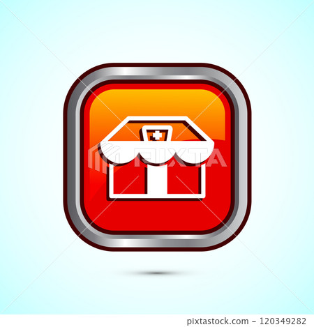 Pharmacy icon design illustration. Drugstore icon, medical store,  Button design 120349282