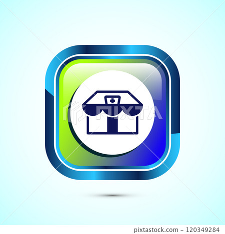 Pharmacy icon design illustration. Drugstore icon, medical store,  Button design 120349284