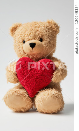 Adorable plush teddy bear with heart for valentine's day gift or nursery decor 120349324