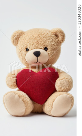 Adorable teddy bear with red heart plush for valentine's gift or nursery decor 120349326