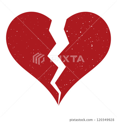 Broken heart distressed red sign - Divorce concept vector illustration 120349928
