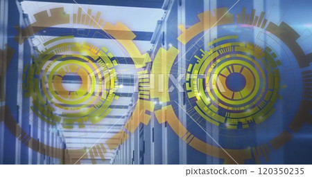 Image of scopes with data processing over computer servers Image of scopes with data processing over computer servers 120350235