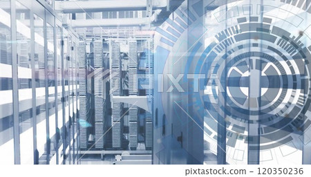 Image of scope with data processing over computer servers Image of scope with data processing over computer servers 120350236