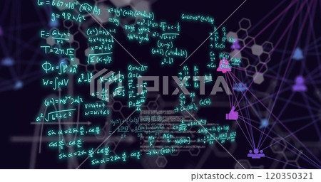 Image of scientific data processing over network of connections Image of scientific data processing over network of connections 120350321