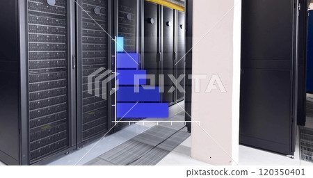 Image of statistics and data processing over computer servers 120350401