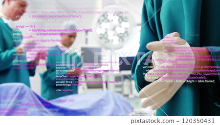 Image of data processing over diverse surgeons during operation Image of data processing over diverse surgeons during operation 120350431