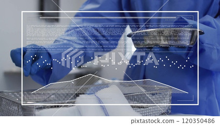 Image of data processing over surgeon holding tools 120350486