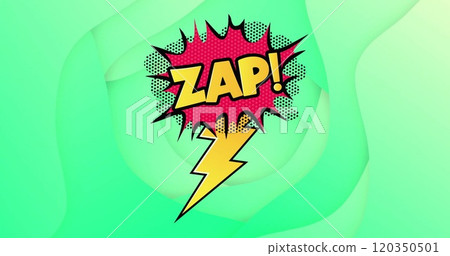 Image of zap text over retro vibrant pattern background 120350501