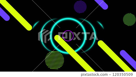 Image of vibrant abstract shapes moving on black background 120350509