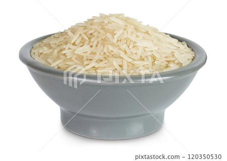 rice basmati in a ceramic bowl isolated on white background 120350530