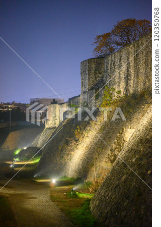 Remains of Historic Belgrade Fortress fortifications in Kalemegdan park at night in Belgrade, Serbia Remains of Historic Belgrade Fortress fortifications in Kalemegdan park at night in Belgrade, Serbia 120350768