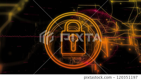 Image of padlock over network of connections Image of padlock over network of connections 120351197