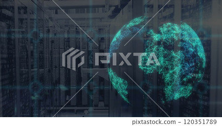 Image of globe and data processing over computer servers 120351789