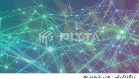Image of network of connections on purple background 120351858
