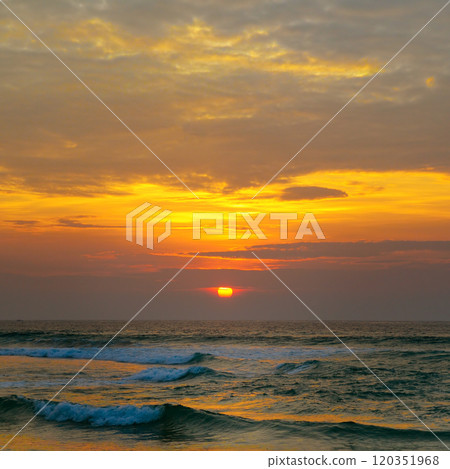Sea and bright sunset. Concept - travel. 120351968