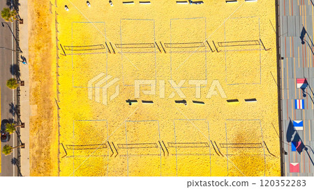 Beachball courts at Myrtle Beach South Carolina top down view - aerial view Beachball courts at Myrtle Beach South Carolina top down view - aerial view 120352283
