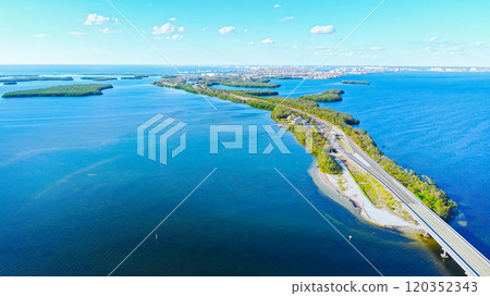 Fort De Soto Park in St Petersburg Clearwater Florida - aerial view 120352343