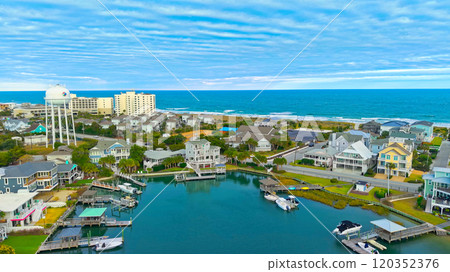 Wrightsville Beach in Wilmington North Carolina aerial view Wrightsville Beach in Wilmington North Carolina aerial view 120352376