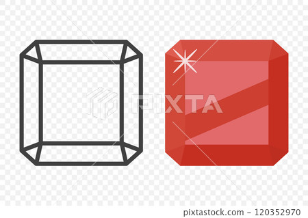 Vector Simple Minimalistic Gemstone Icon. Diamond, Crystal, Rhinestones Closeup Isolated. Jewerly Concept. Design Template of Gemstones, Gem Clipart. Front View 120352970