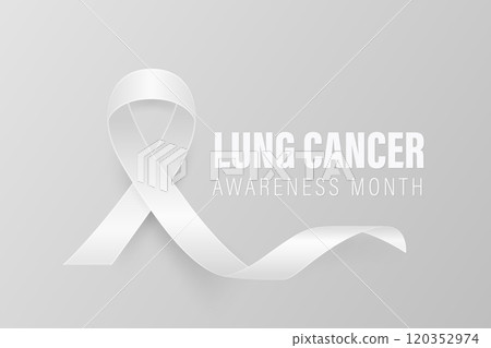 Vector Realistic Lung Cancer Awareness Banner With White Ribbon. Realistic White Ribbon on Gray Background. Lung Cancer Support Symbol. Medical Banner, Health Campaign. White Ribbon Loop Illustration Vector Realistic Lung Cancer Awareness Banner With White Ribbon. Realistic White Ribbon on Gray Background. Lung Cancer Support Symbol. Medical Banner, Health Campaign. White Ribbon Loop Illustration 120352974