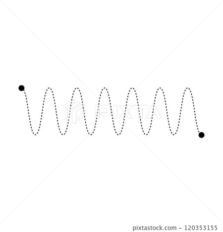 Tracing line worksheet element for kids, dotted wave line for writing, drawing and motor skills development illustration 120353155