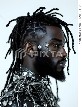 Cyberpunk dude in profile. 120353173