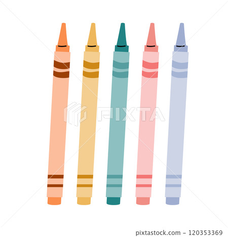A set of colorful crayons for drawing. School supplies. 120353369