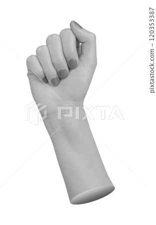 Clenched fist raised up, isolated on a white background. Symbol of power, strength, and resistance. Clenched fist raised up, isolated on a white background. Symbol of power, strength, and resistance. 120353387