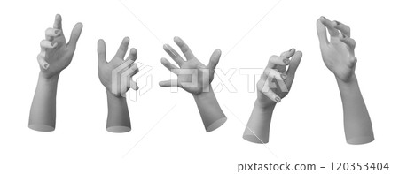 Open hand gesture of a woman reaching out, isolated on a white background. Symbolic concept of 120353404