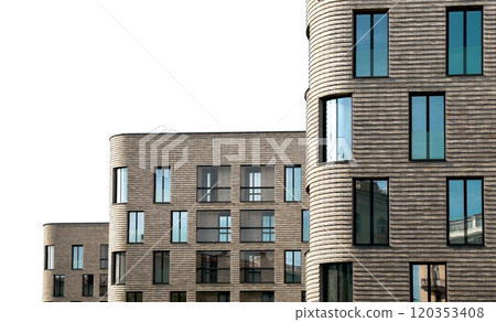 Modern contemporary city architecture of multi-storey buildings isolated on white background 120353408