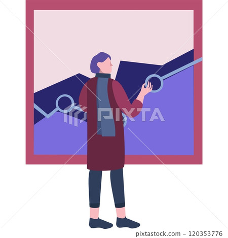 Man making business analysis vector flat icon 120353776